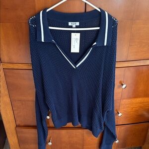 NWT 525 evereve America Deep Blue V-Neck Sweater size xl